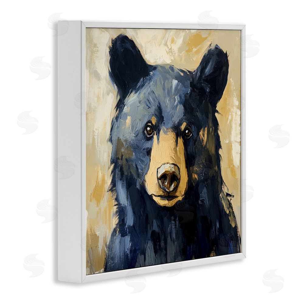 Petal Prints Design Big Bear with Brushstrokes White Framed Giclee Wall Art Print