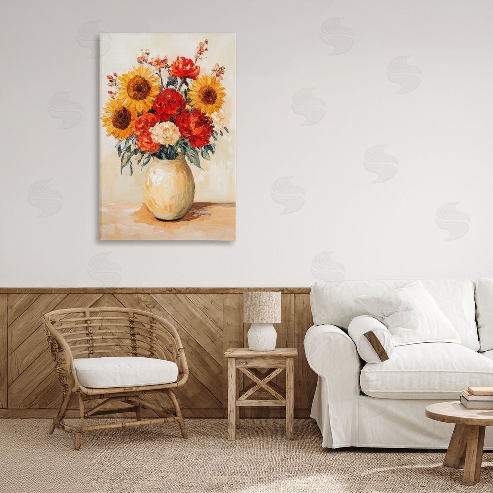 Petal Prints Design Charming Bouquet of Fall Stretched Canvas Wall Art Print in Room