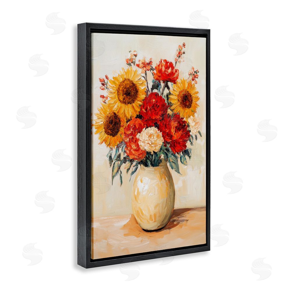 Petal Prints Design Charming Bouquet of Fall Black Floating Frame Canvas Wall Art Print