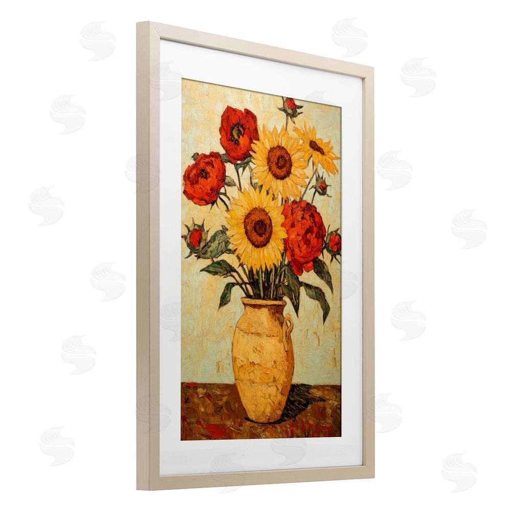 Petal Prints Design Rustic Flower Display Brown Framed Print Under Glass Wall Art