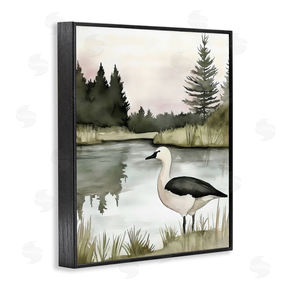 Riley B Springtime Serenity Duck Black Framed Giclee Wall Art Print