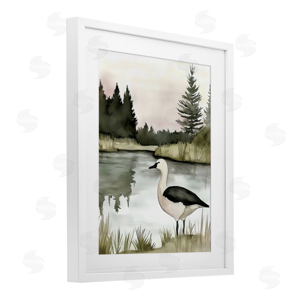 Riley B Springtime Serenity Duck White Framed Print Under Glass with White Mat Wall Art