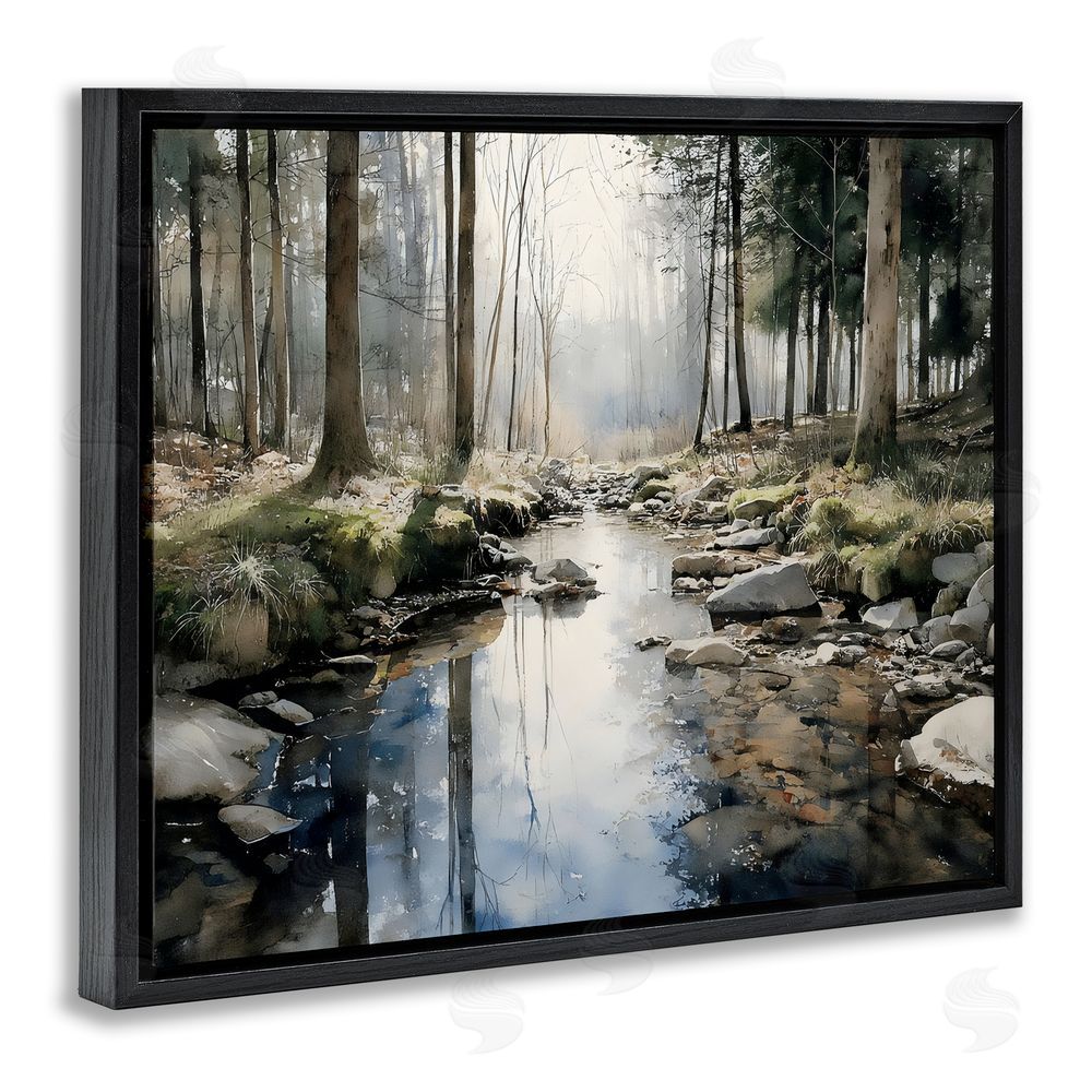 Franklyn Gregory Rock Creek in Morning Mist Black Floating Framed Canvas Wall Art