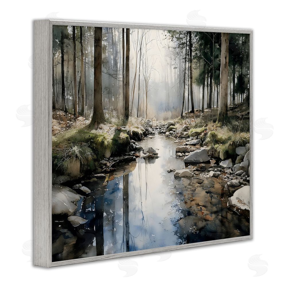Franklyn Gregory Rock Creek in Morning Mist Gray Framed Giclee Wall Art