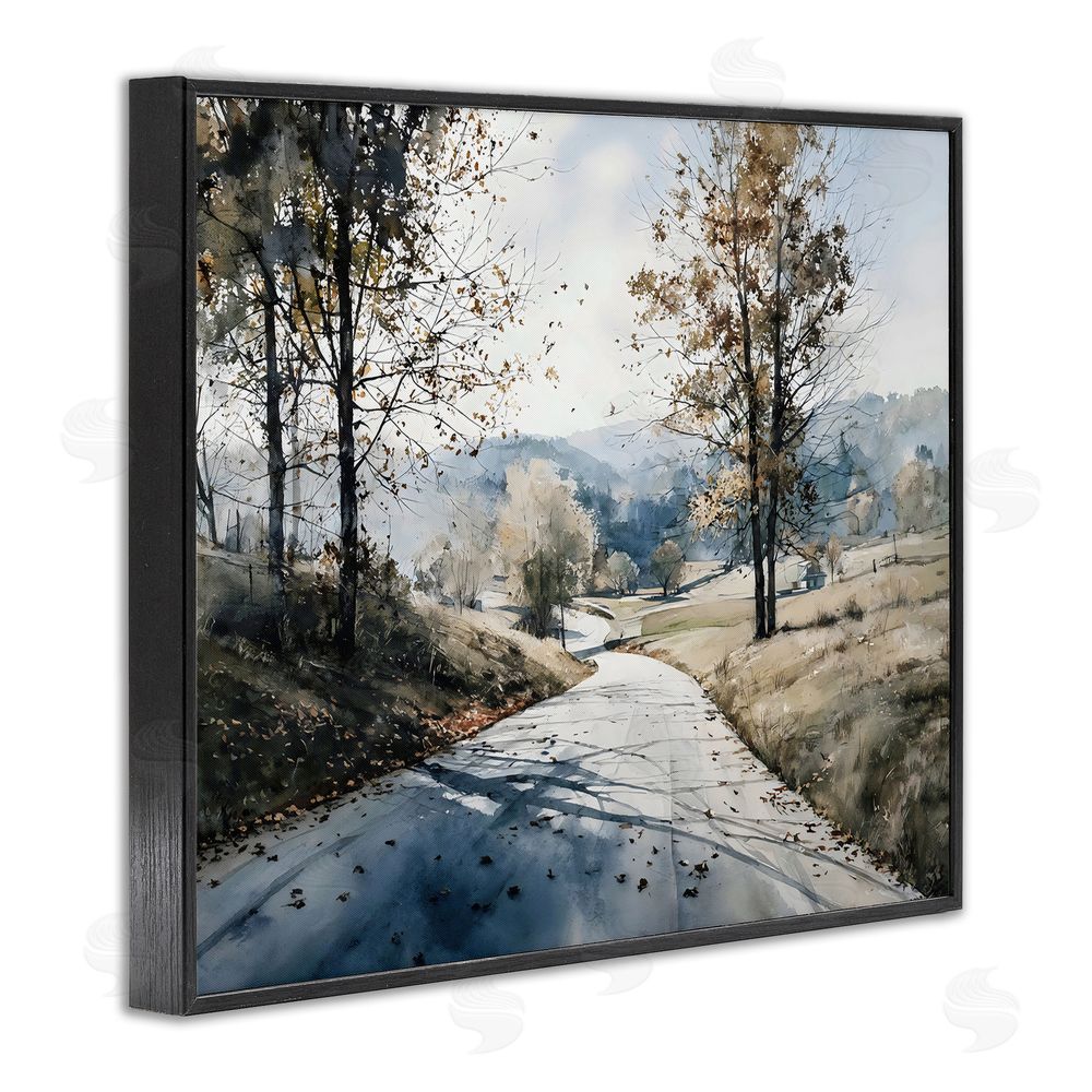 Franklyn Gregory Country Road in Autumn Black Framed Giclee Wall Art Print