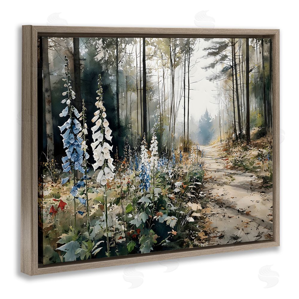 Franklyn Gregory Foxglove Path Sunlit Woods Brown Floating Framed Canvas Wall Art