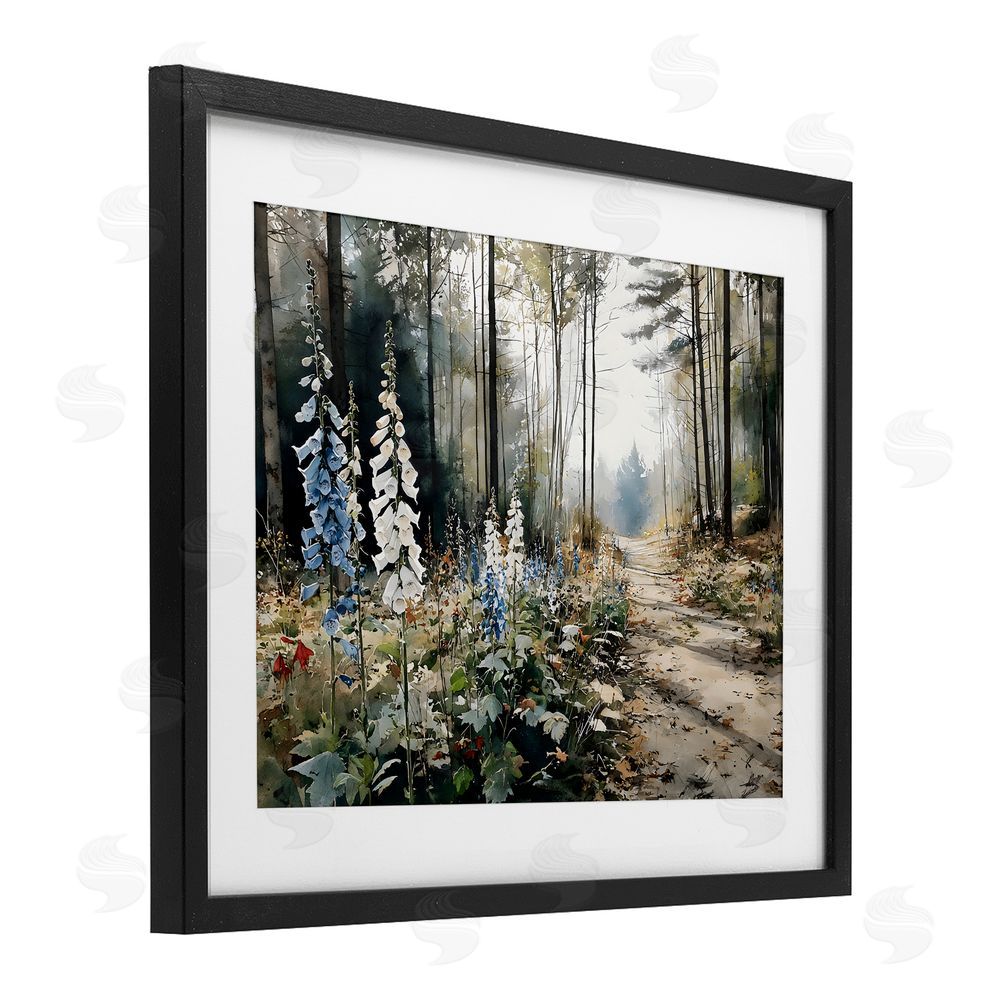 Franklyn Gregory Foxglove Path Sunlit Woods Black Framed Print Under Glass Wall Art