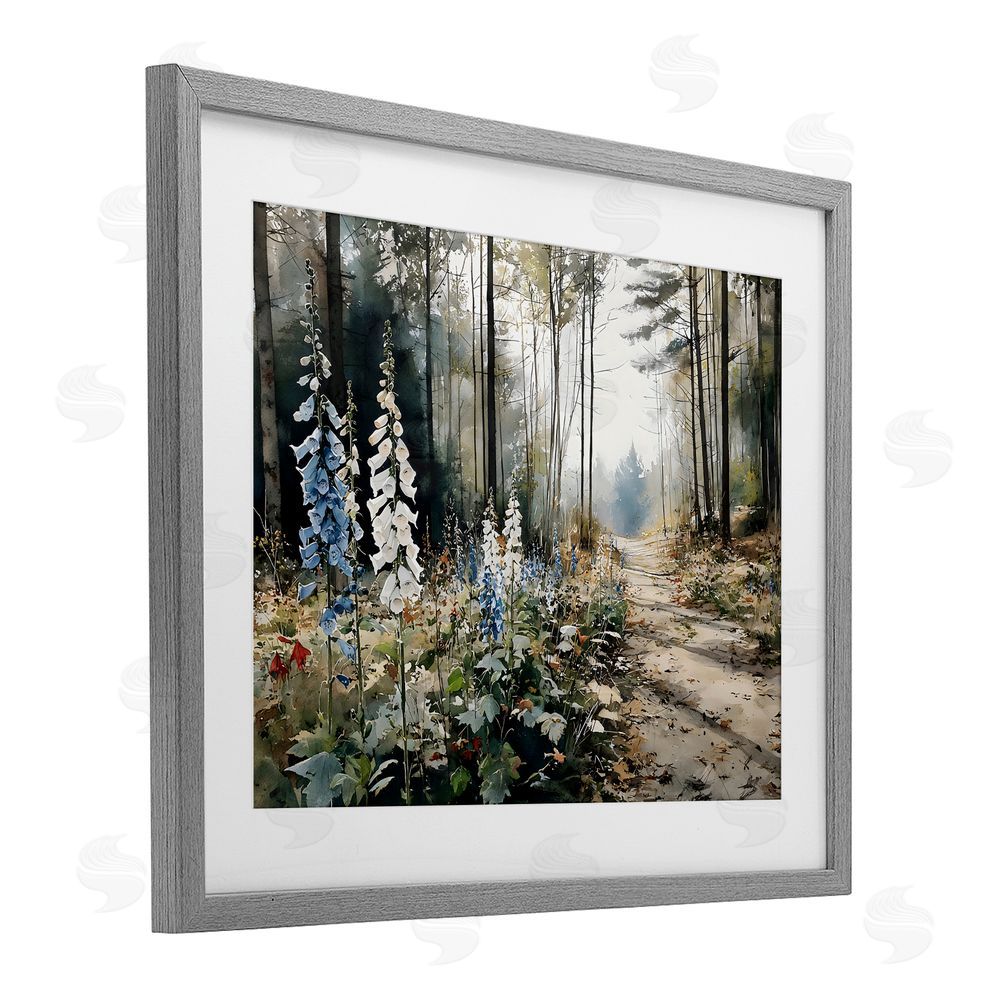 Franklyn Gregory Foxglove Path Sunlit Woods Gray Framed Print Under Glass Wall Art