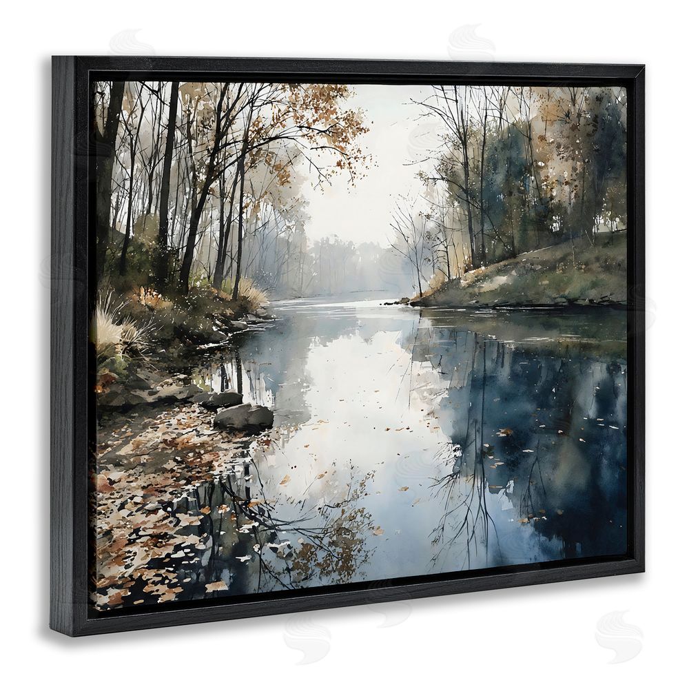 Franklyn Gregory Fall Lake Reflection Black Floating Framed Canvas Wall Art