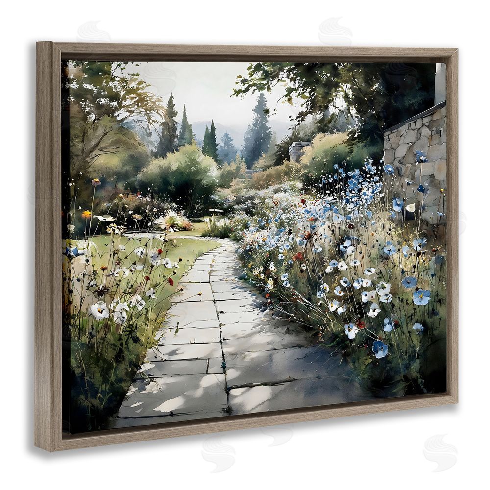 Franklyn Gregory Garden Pathway in Summer Light Brown Floating Framed Canvas Wall Art