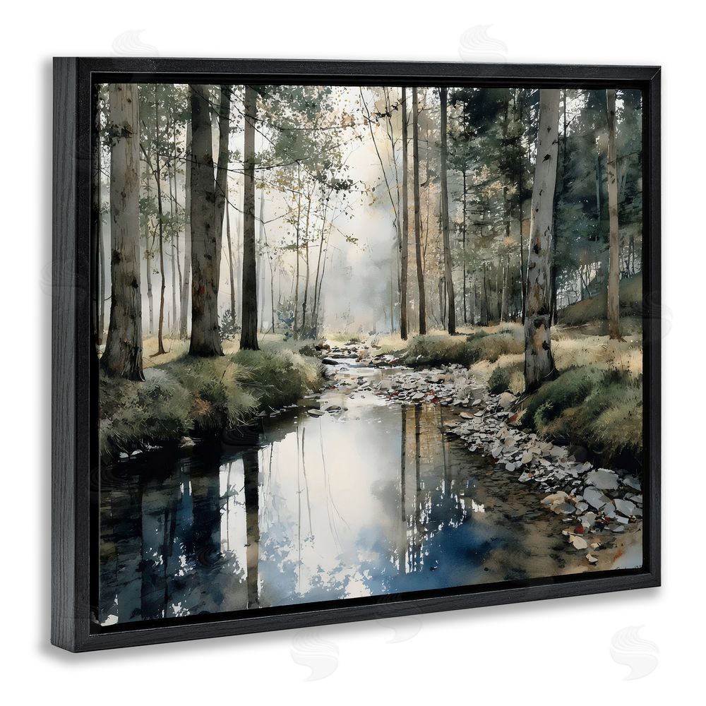 Franklyn Gregory Woodland Wonder Creek Black Floating Framed Canvas Wall Art Print