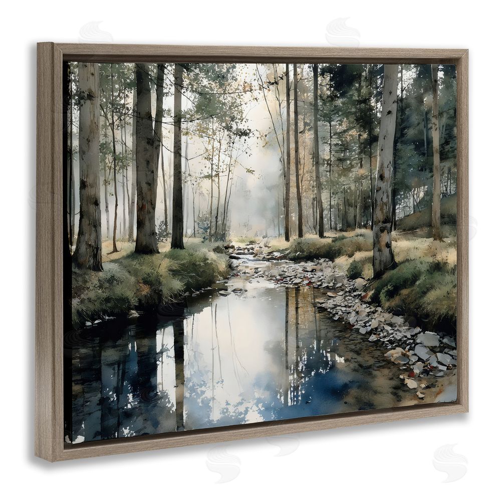 Franklyn Gregory Woodland Wonder Creek Brown Floating Framed Canvas Wall Art Print