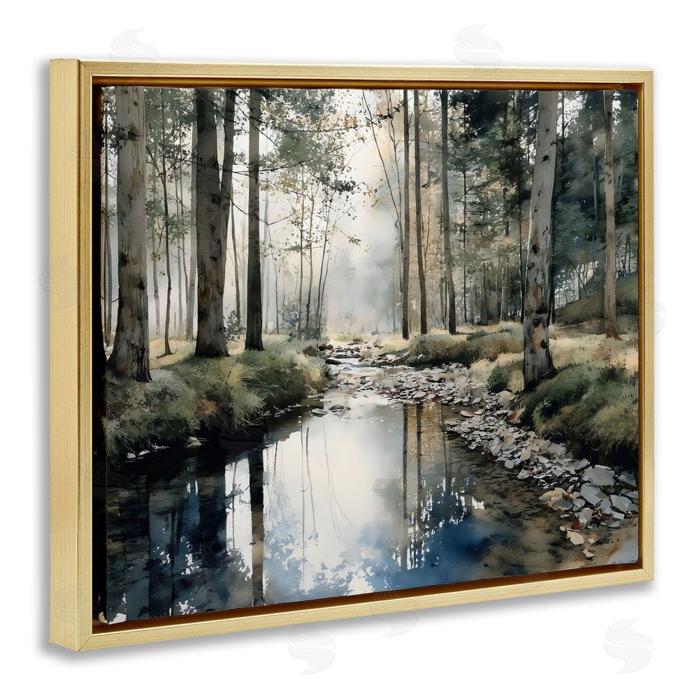 Franklyn Gregory Woodland Wonder Creek Gold Floating Framed Canvas Wall Art Print