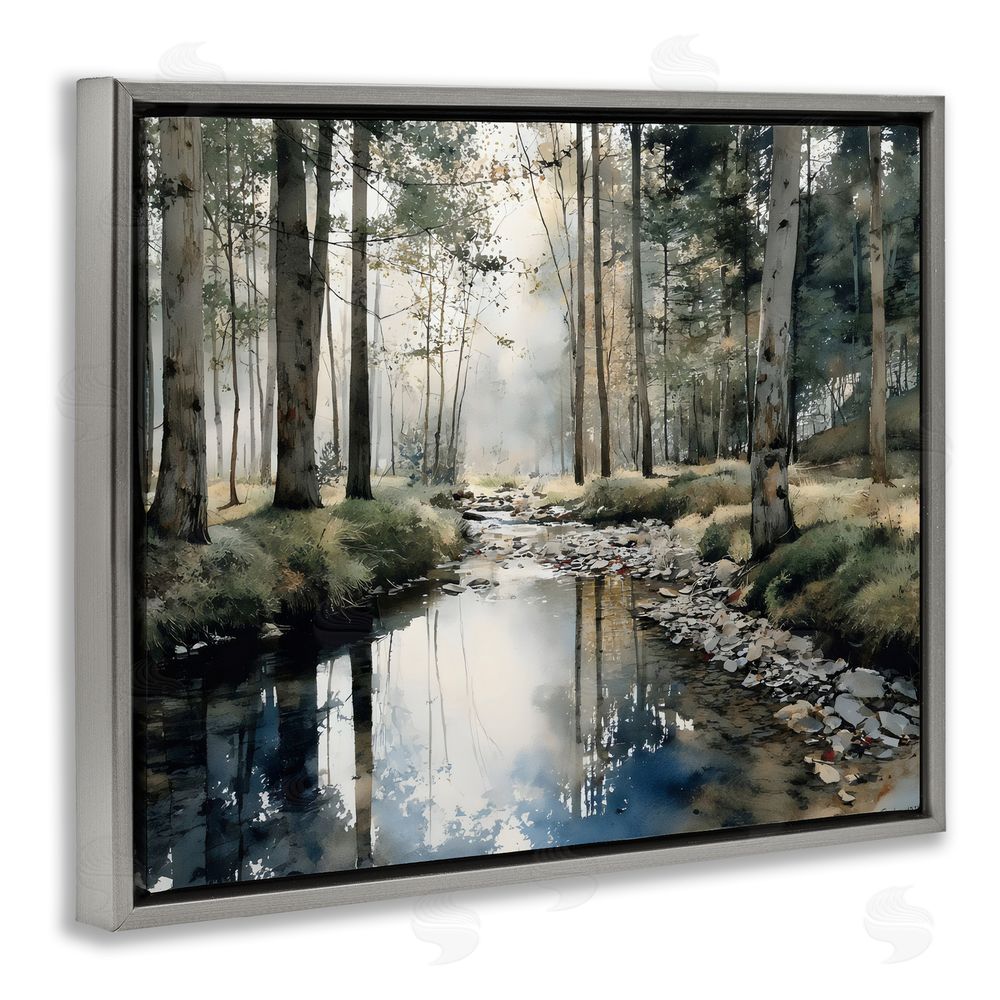 Franklyn Gregory Woodland Wonder Creek Gray Floating Framed Canvas Wall Art Print