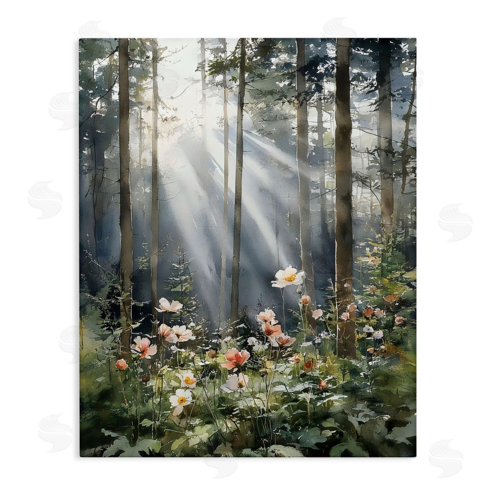 Franklyn Gregory Sunlit Woods In Morning Stretched Canvas Wall Art Print