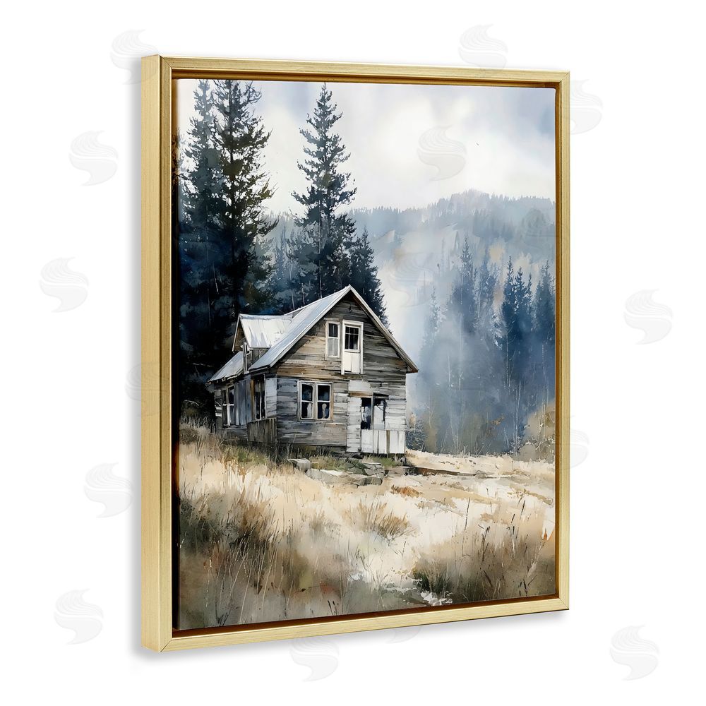 Franklyn Gregory Old Mountain House Gold Floating Framed Canvas Wall Art