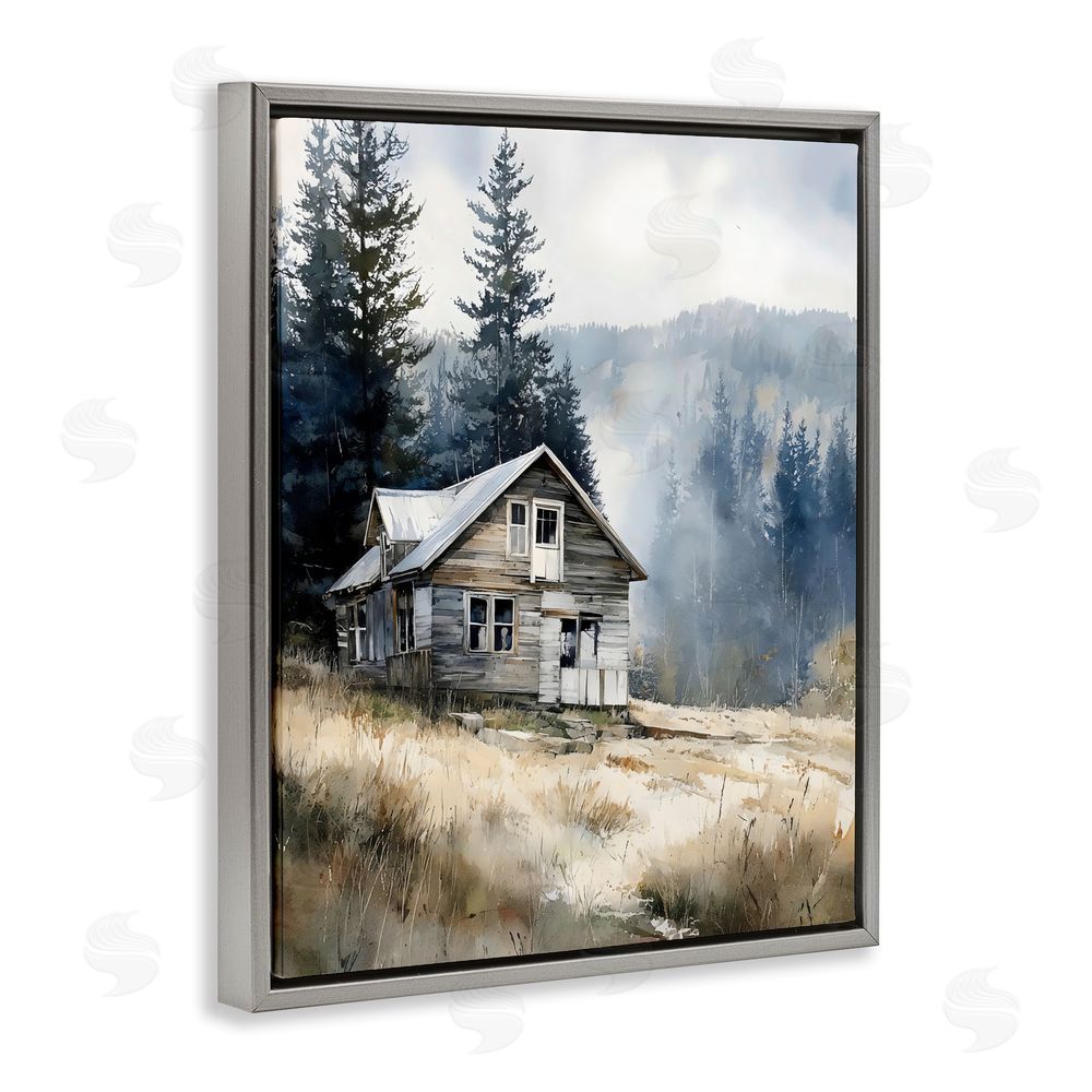 Franklyn Gregory Old Mountain House Gray Floating Framed Canvas Wall Art