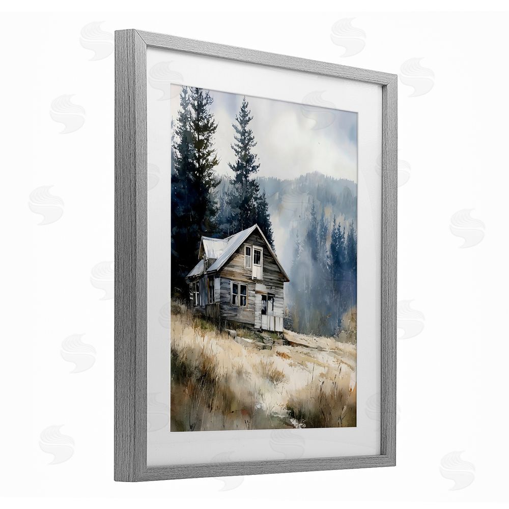 Franklyn Gregory Old Mountain House Gray Framed Print Under Glass Wall Art