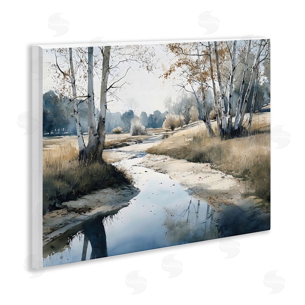 Franklyn Gregory Birch Tree Creek in Autumn Wall Plaque Art Print with White Foil Wrap