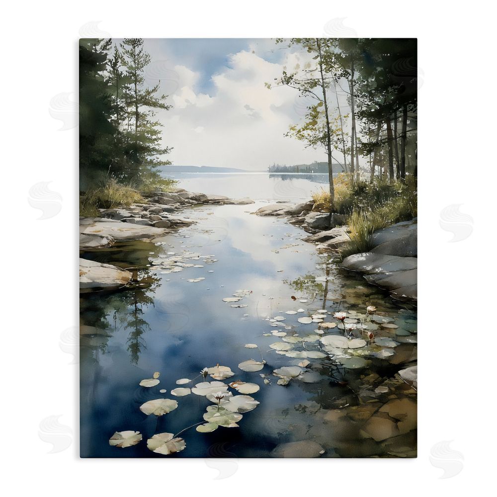 Franklyn Gregory Lilypad Inlet Reflection Stretched Canvas Wall Art