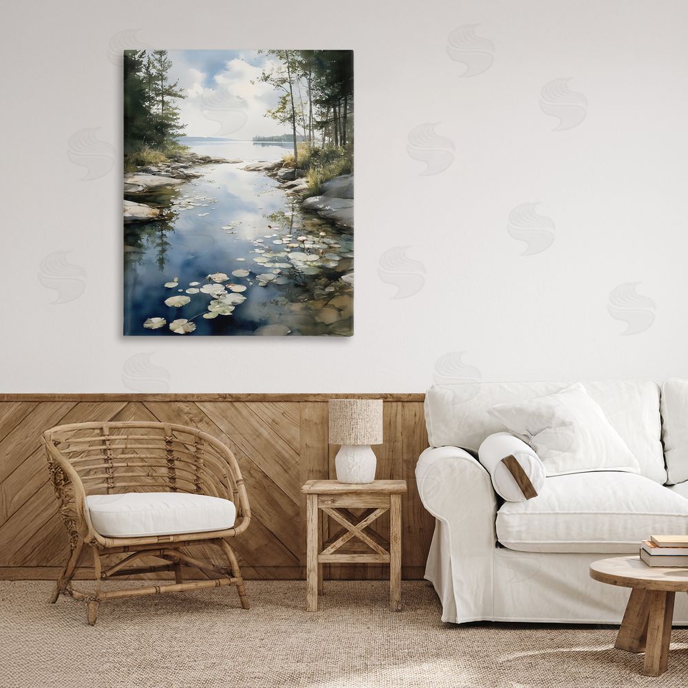 Franklyn Gregory Lilypad Inlet Reflection Stretched Canvas Wall Art in Room