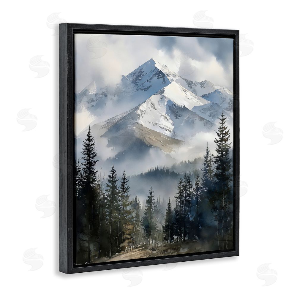 Franklyn Gregory Snow & Mist Alpines Black Floating Framed Canvas Wall Art Print