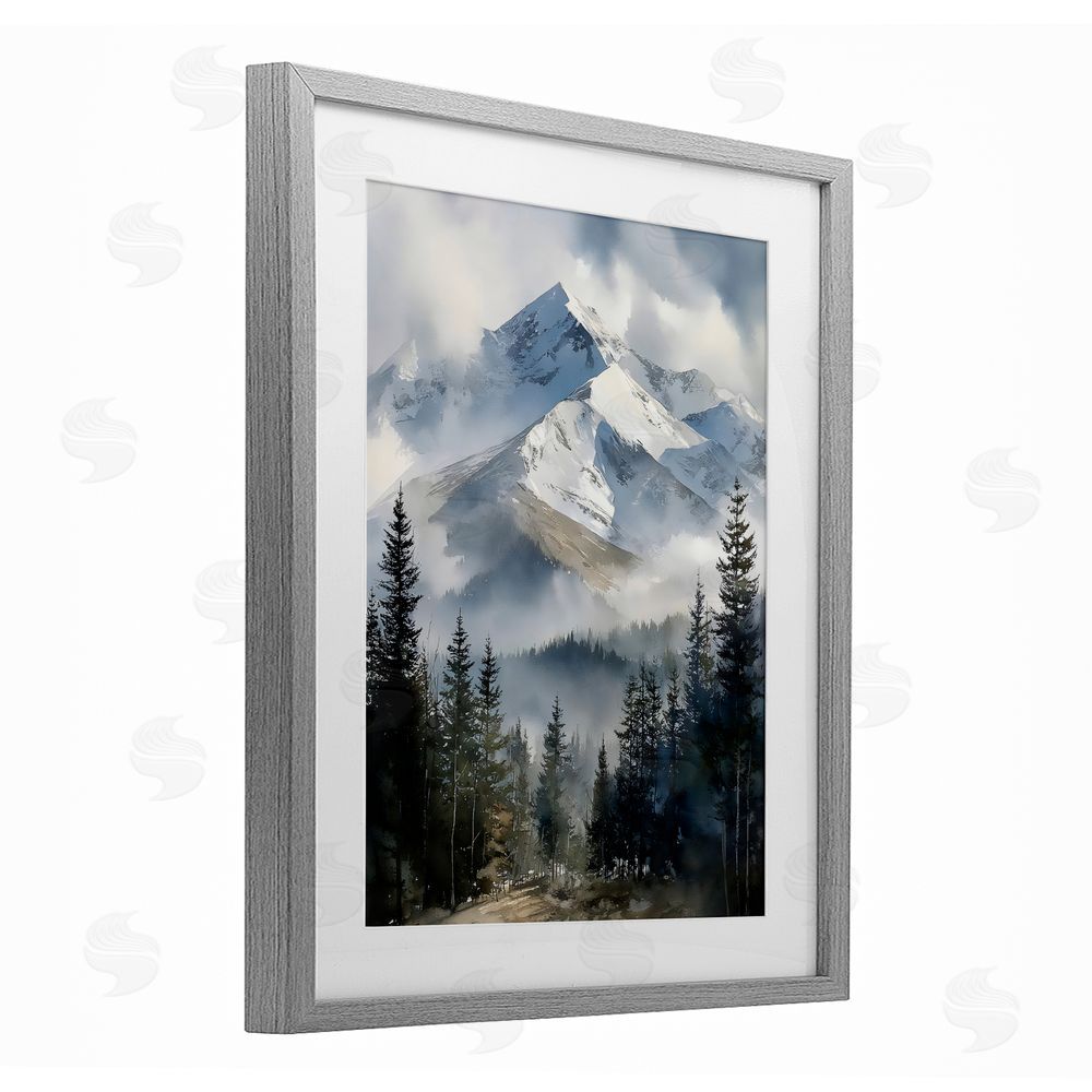 Franklyn Gregory Snow & Mist Alpines Gray Framed Print Under Glass with White Mat Wall Art