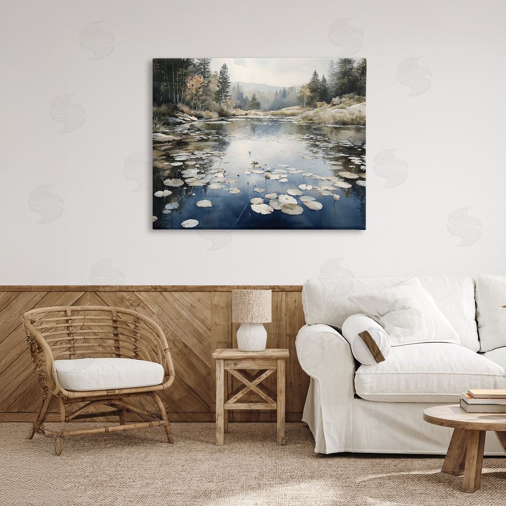 Franklyn Gregory Still Pond with Morning Reflections Stretched Canvas on Wall