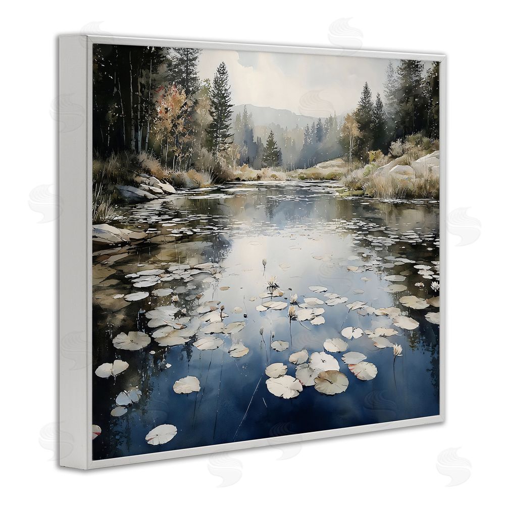 Franklyn Gregory Still Pond with Morning Reflections White Framed Giclee Wall Art Print