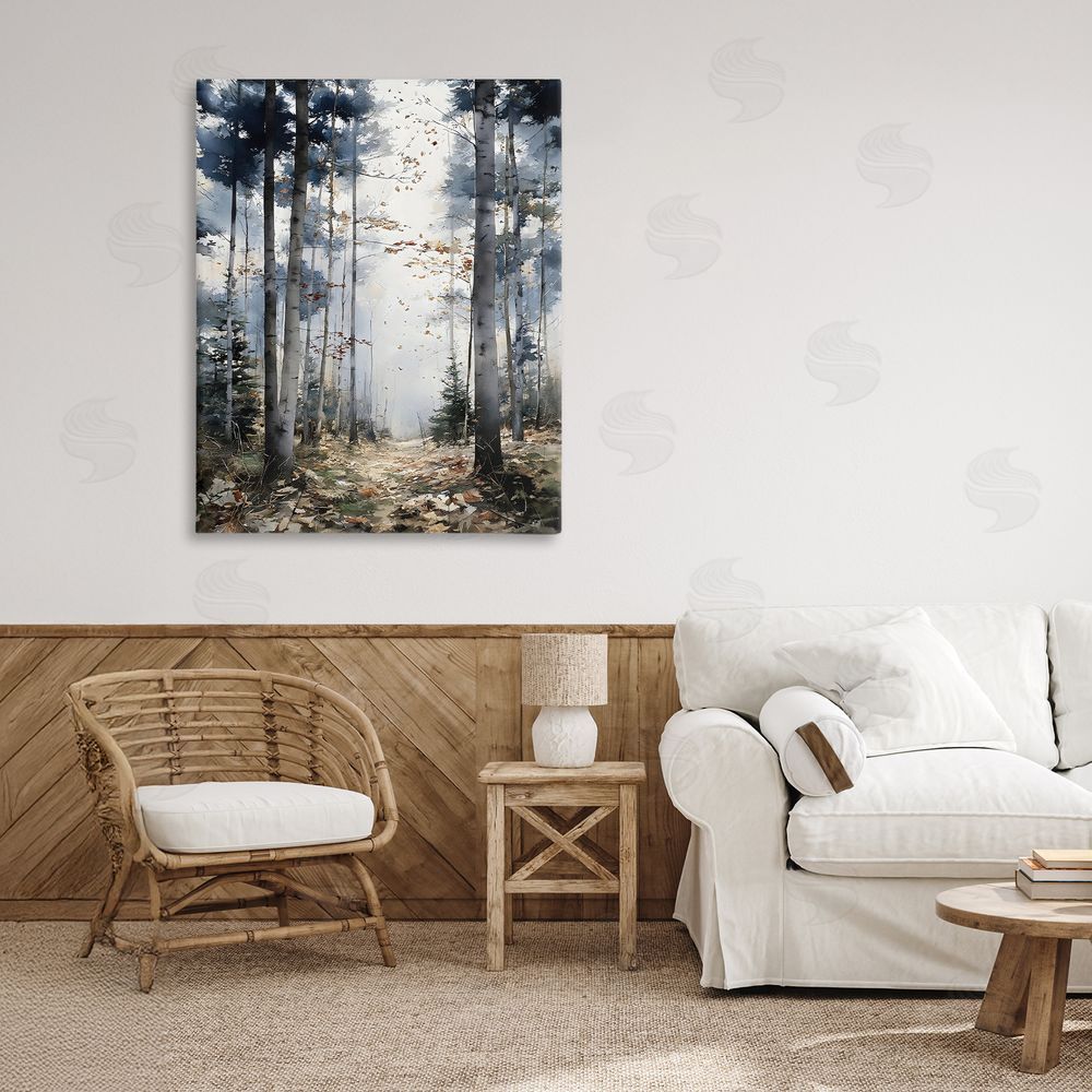 Franklyn Gregory Cold Woods Birch Forest Stretched Canvas Wall Art in Room