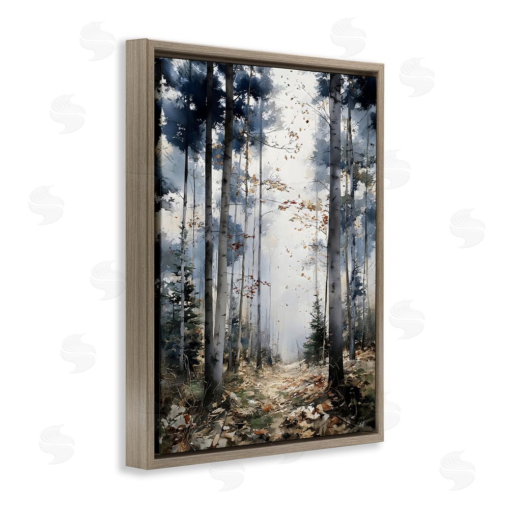 Franklyn Gregory Cold Woods Birch Forest Brown Floating Frame Canvas Wall Art Print