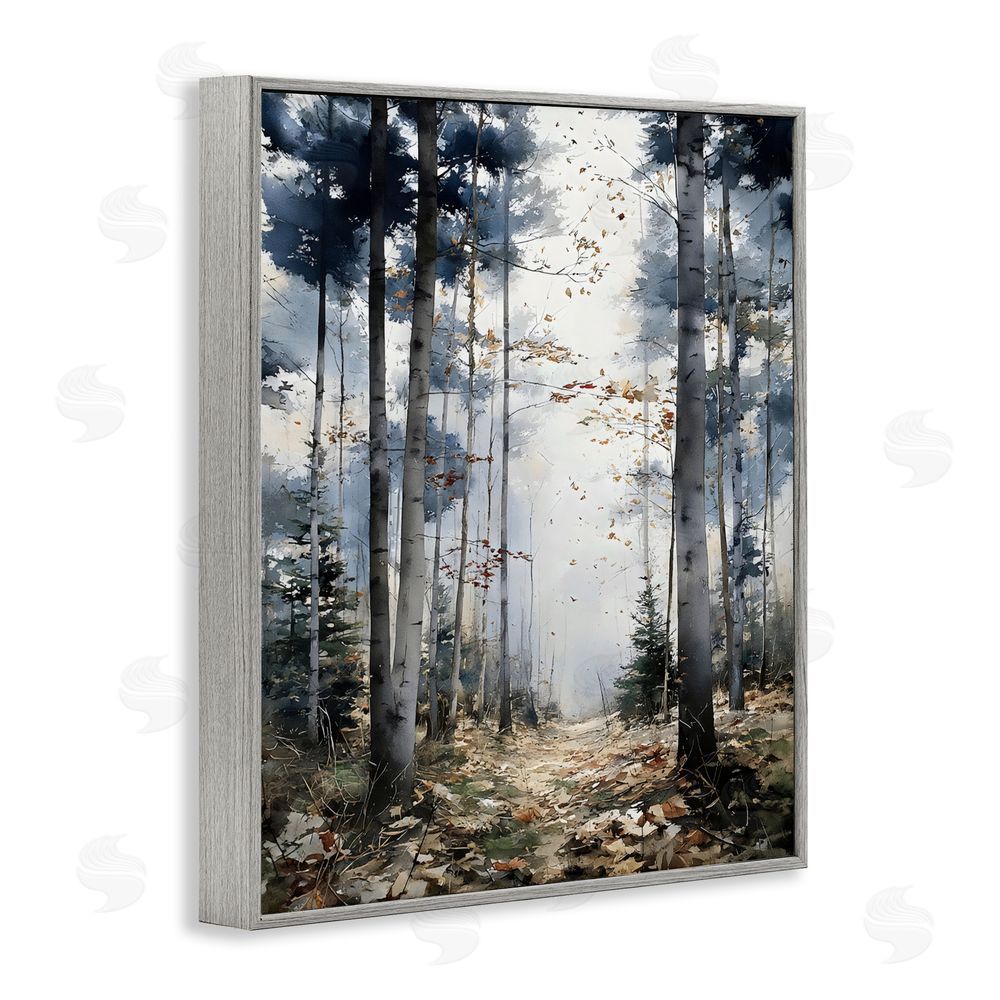 Franklyn Gregory Cold Woods Birch Forest Gray Framed Giclee Wall Art Print