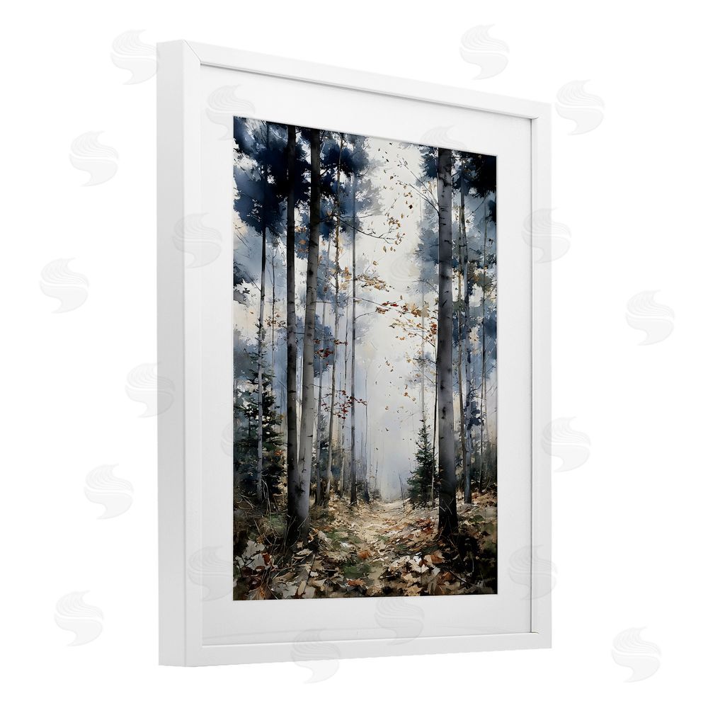 Franklyn Gregory Cold Woods Birch Forest White Framed Print Under Glass Wall Art