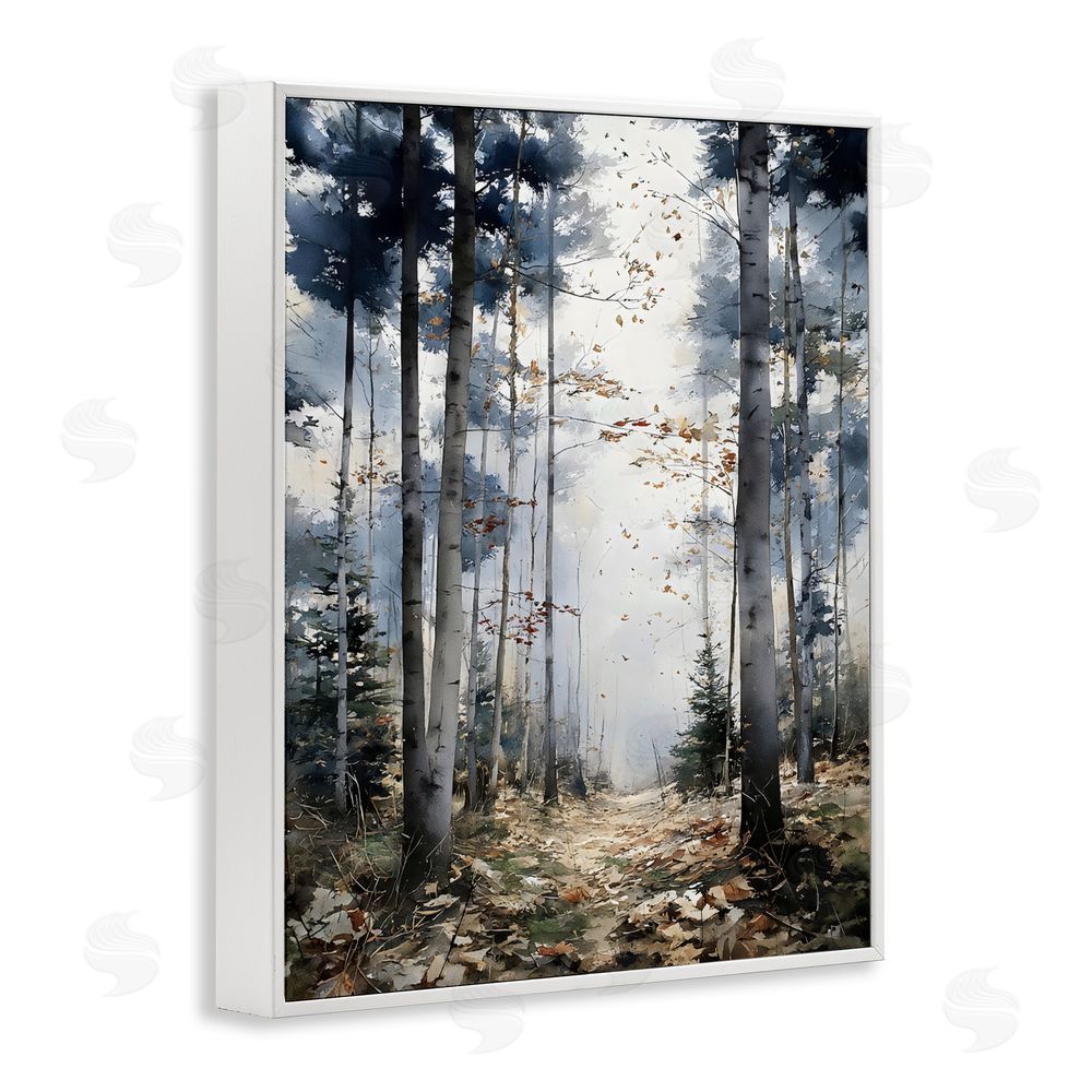 Franklyn Gregory Cold Woods Birch Forest White Framed Giclee Wall Art Print