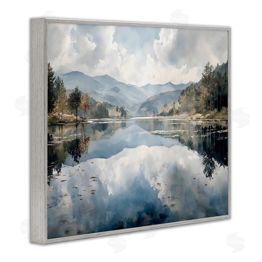 Franklyn Gregory Nature's Reflection on Mountain Lake Gray Framed Giclee Wall Art