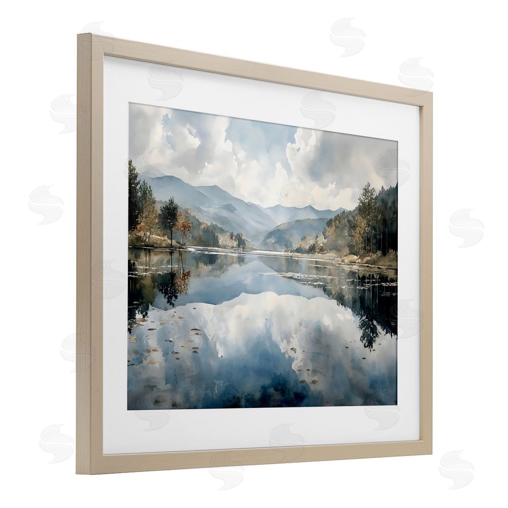 Franklyn Gregory Nature's Reflection on Mountain Lake Brown Framed Print Under Glass Wall Art