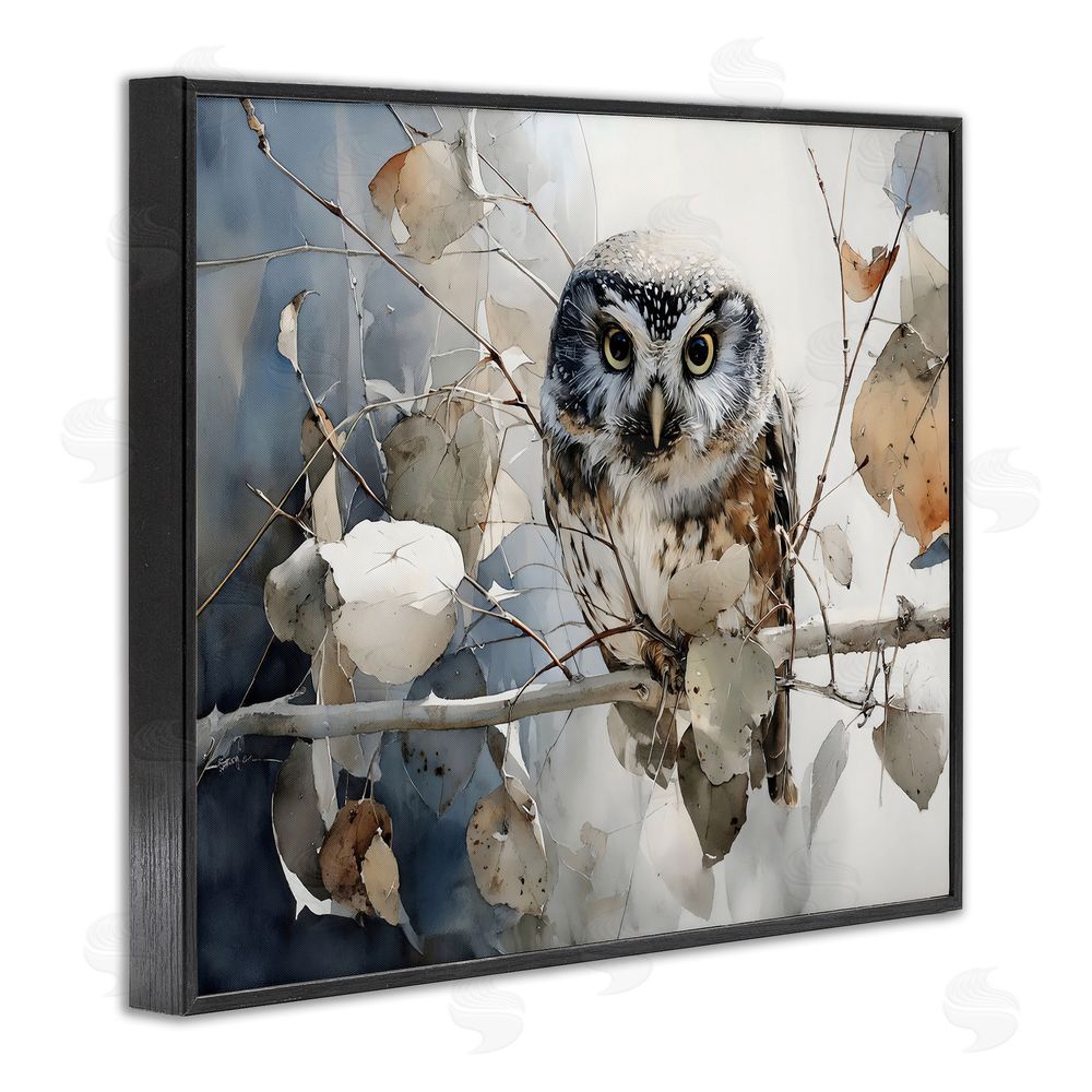 Franklyn Gregory Hoot Owl on Autumn Branch Black Framed Giclee Wall Art