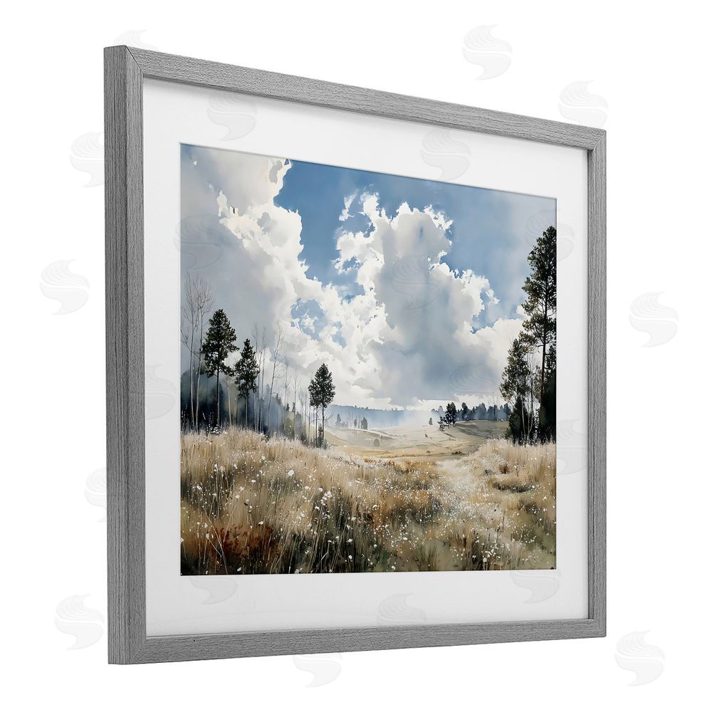 Franklyn Gregory Blue Kissed Landscape Gray Framed Print Under Glass with Matting Wall Art