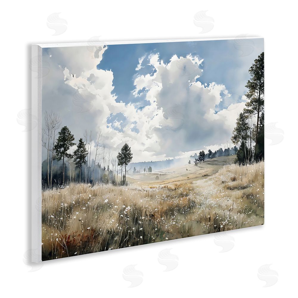 Franklyn Gregory Blue Kissed Landscape Wall Plaque Art Print with White Foil Wrap