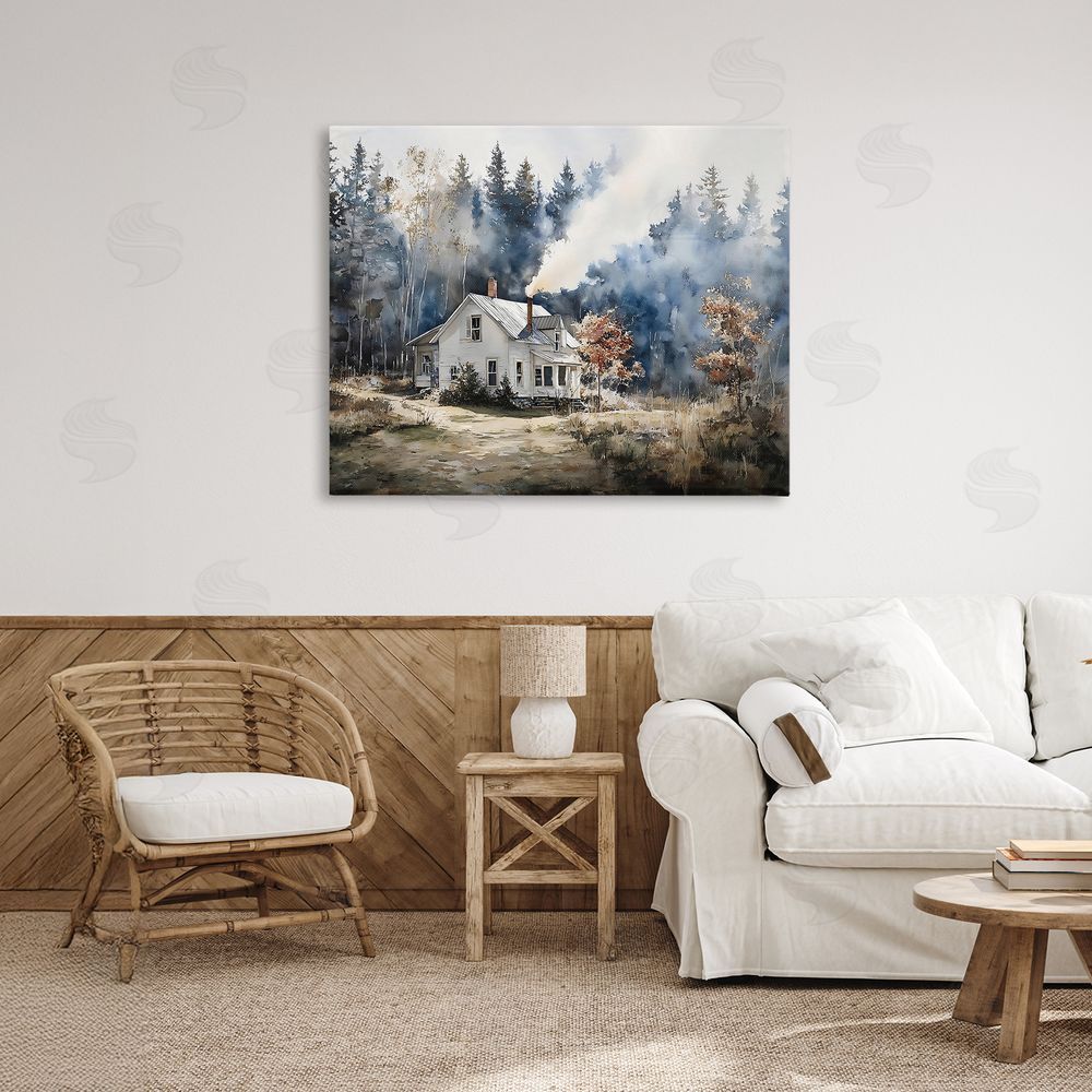Franklyn Gregory Indigo Smoke at Woodland Cottage Stretched Canvas Wall Art in Room