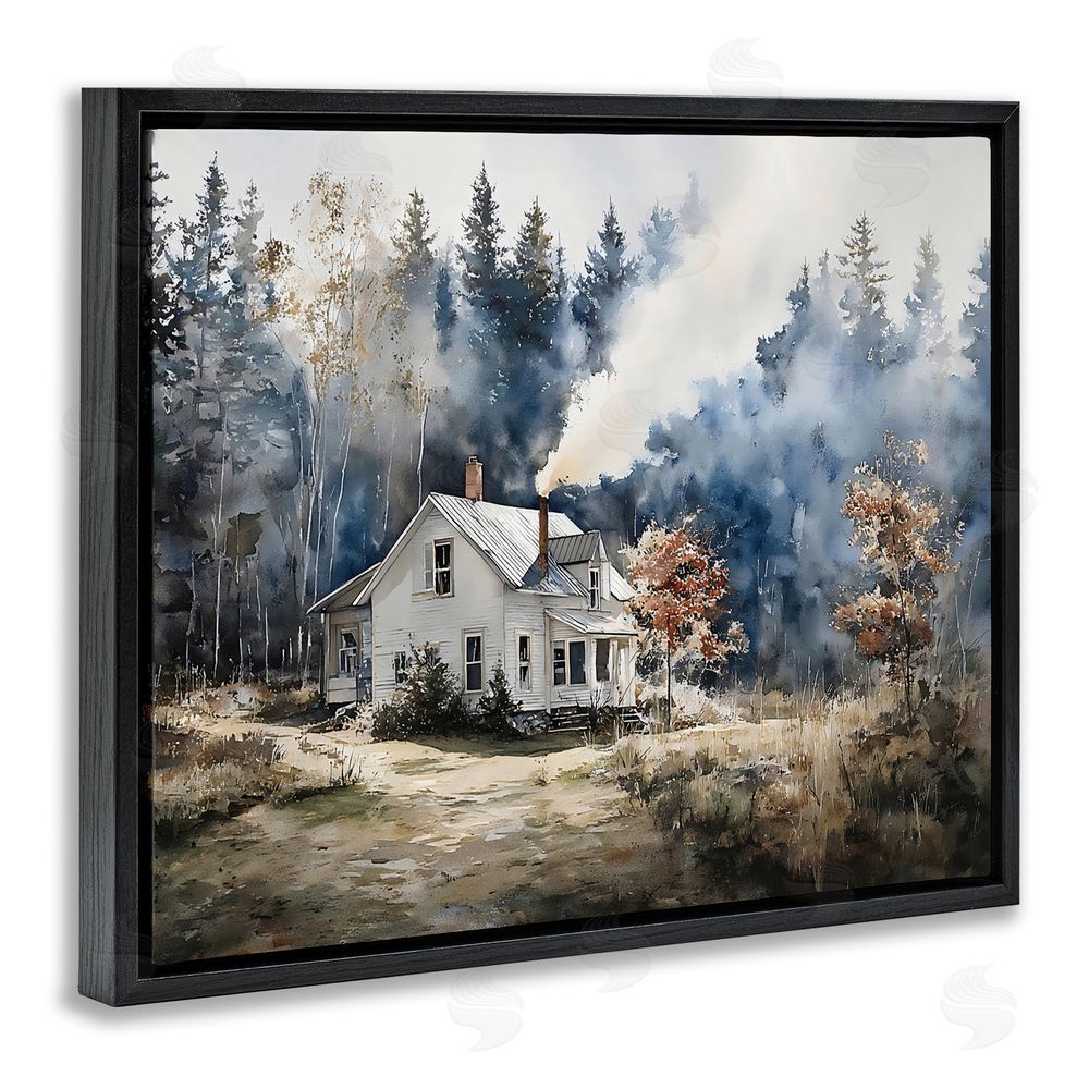 Franklyn Gregory Indigo Smoke at Woodland Cottage Black Floating Framed Canvas Wall Art