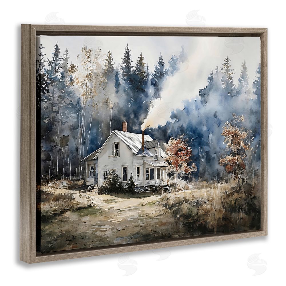 Franklyn Gregory Indigo Smoke at Woodland Cottage Brown Floating Framed Canvas Wall Art