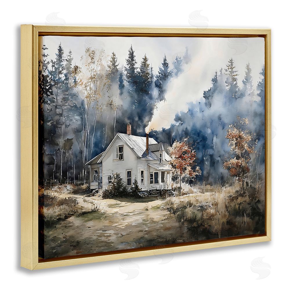 Franklyn Gregory Indigo Smoke at Woodland Cottage Gold Floating Framed Canvas Wall Art