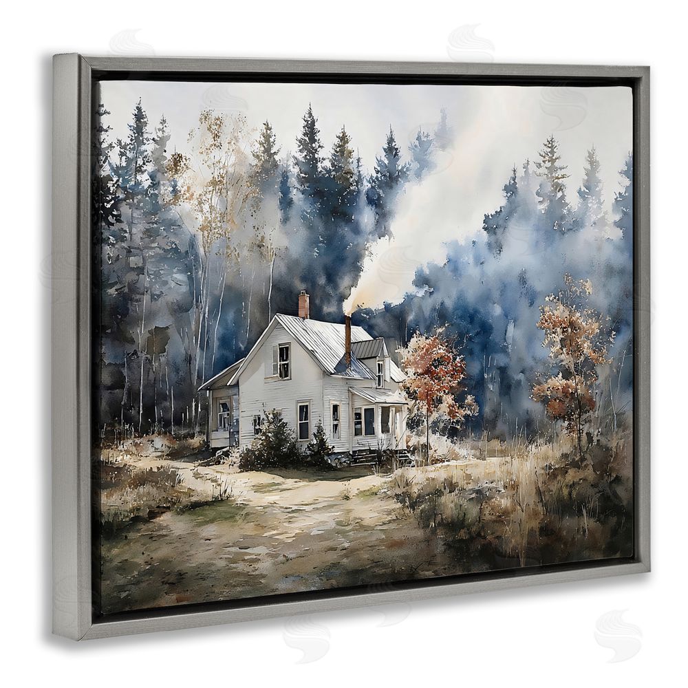 Franklyn Gregory Indigo Smoke at Woodland Cottage Gray Floating Framed Canvas Wall Art