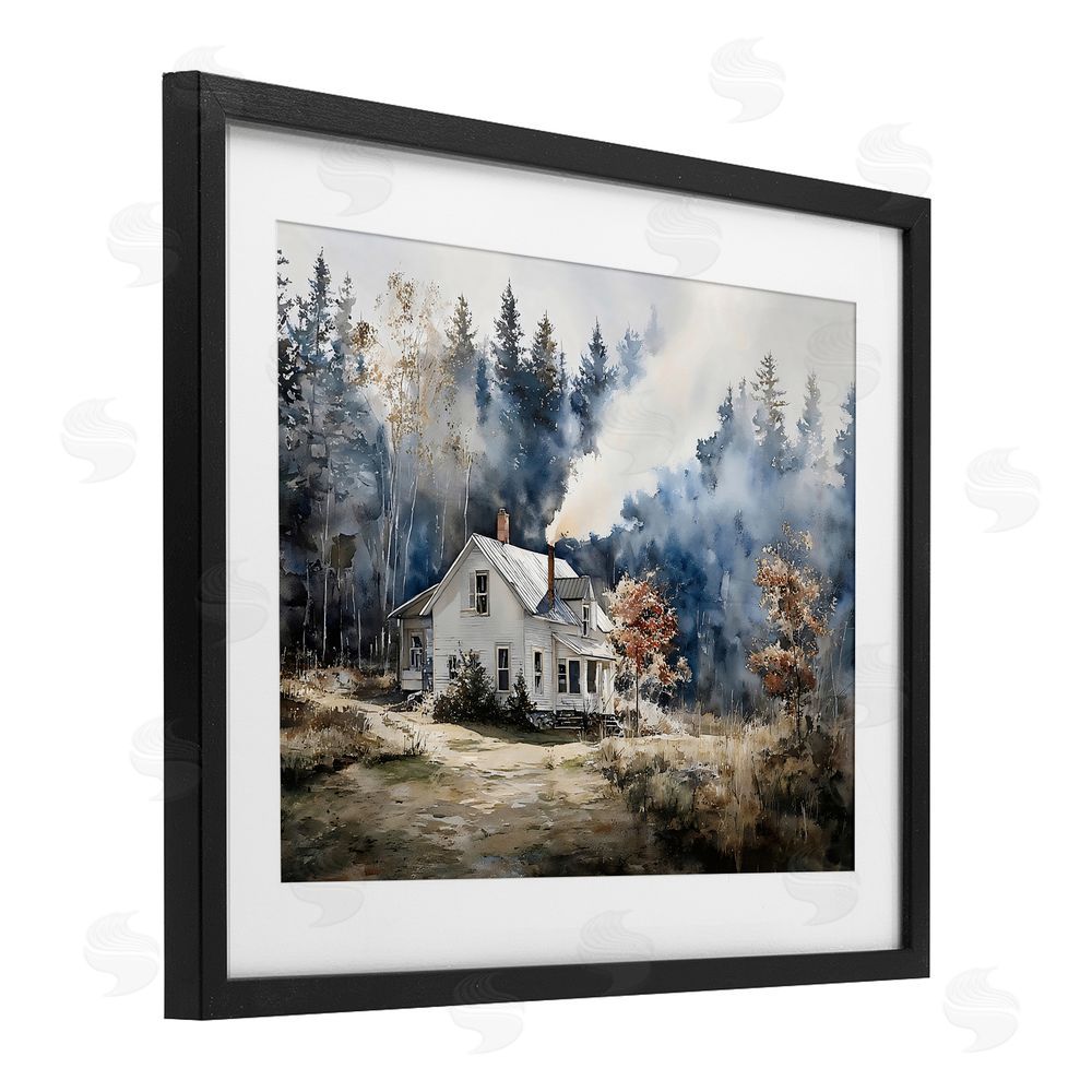 Franklyn Gregory Indigo Smoke at Woodland Cottage Black Framed Print Under Glass Wall Art