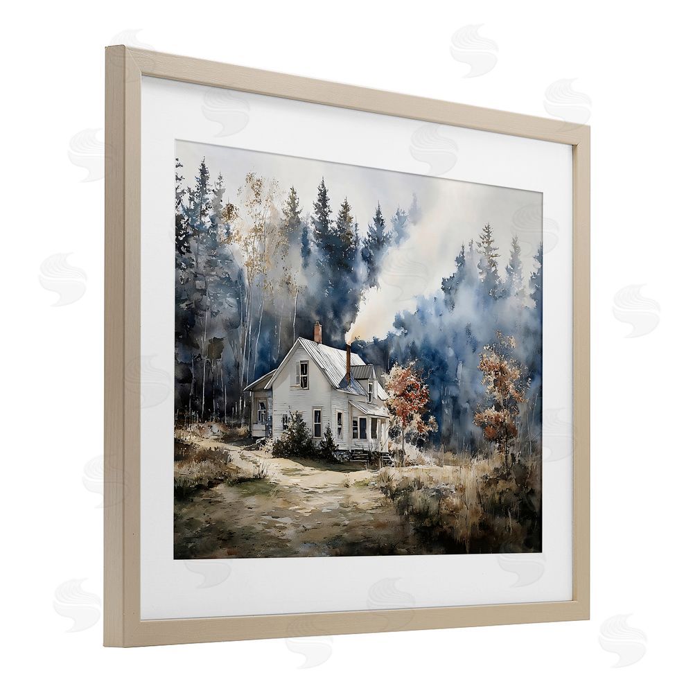 Franklyn Gregory Indigo Smoke at Woodland Cottage Brown Framed Print Under Glass Wall Art