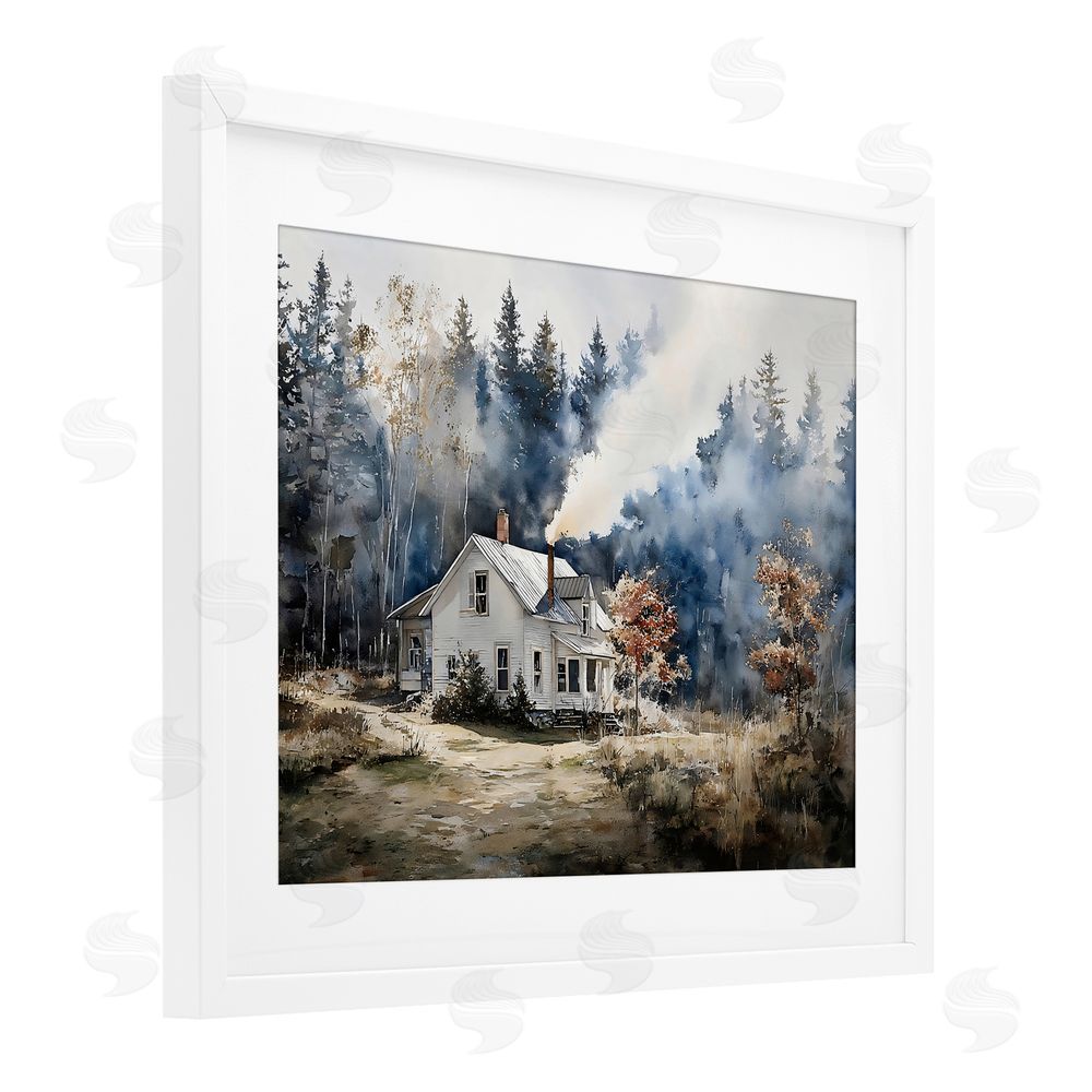 Franklyn Gregory Indigo Smoke at Woodland Cottage White Framed Print Under Glass Wall Art