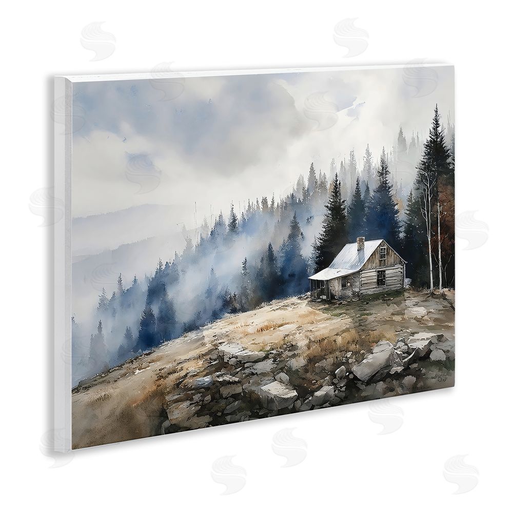 Franklyn Gregory Misty Cabin on Ridge Wall Plaque Home Decor Art Print