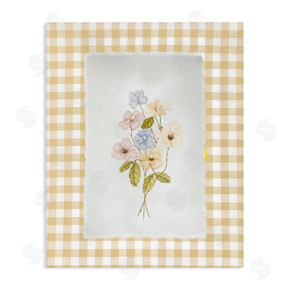 Arlington Prints Soft Gingham Flowers Stretched Canvas Wall Art Print