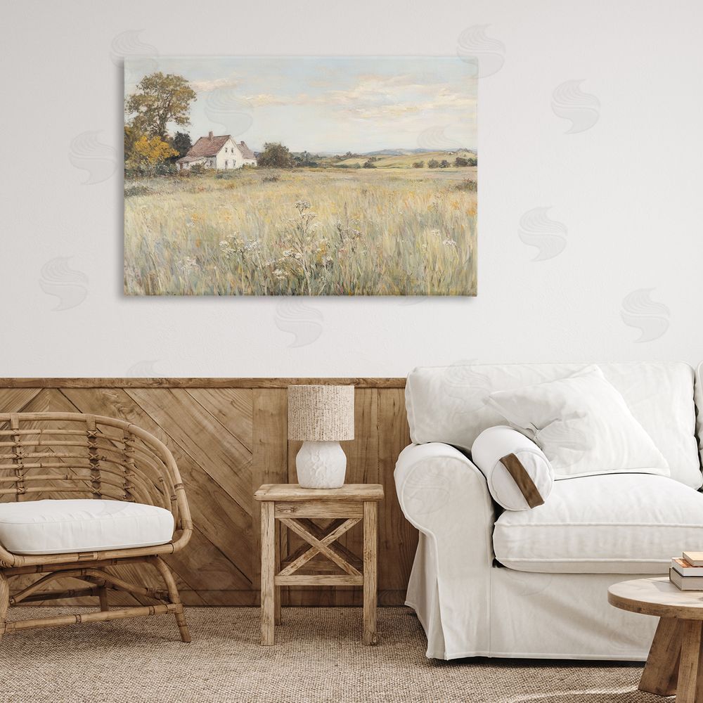 Petal Prints Design Country Living in Golden Meadow Stretched Canvas Wall Art in Room